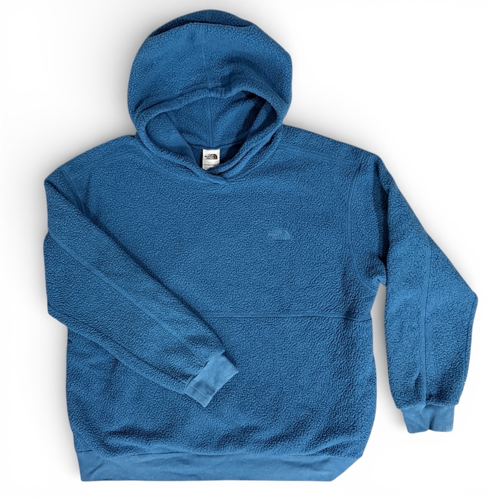 The North Face Sherpa Fleece Pullover Hoodie Women’s XL Teal Pockets